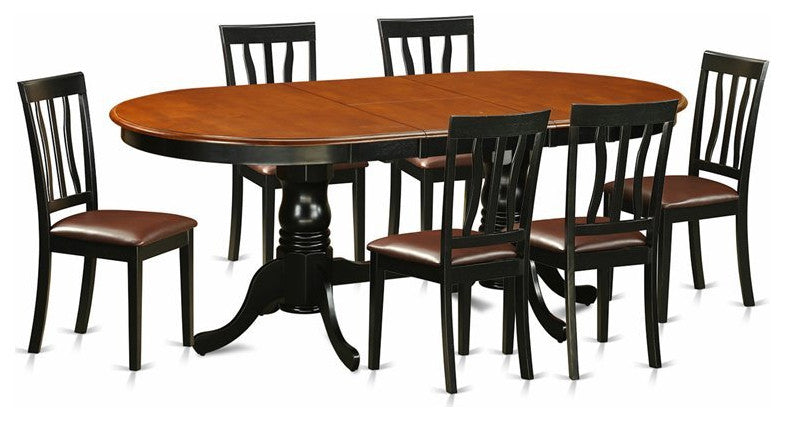 Plan7-Bch-Lc, 7-Piece Dining Room Set, Table With 6 Wood Dining Chairs