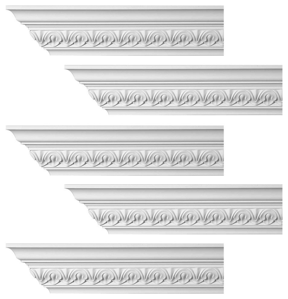 Ornate Cornice White Urethane Chaville Design 5 Pieces Totaling 480" Length