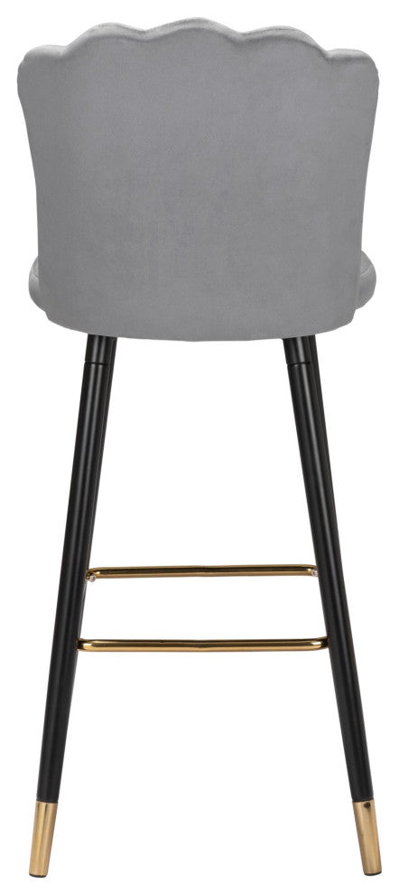 Bar Stool Chair Barstool, Steel Metal, Fabric, Gray, Black, Gold, Cafe