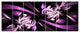 Purple on Black 3D Surreal Art, Floral Canvas Art Print, 83"x32", 7 Panels