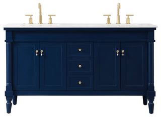 Lewis 60" Double Bathroom Vanity, Blue