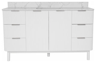 Utopia 60" Bathroom Vanity, White, Top: Engineered Marble, Single
