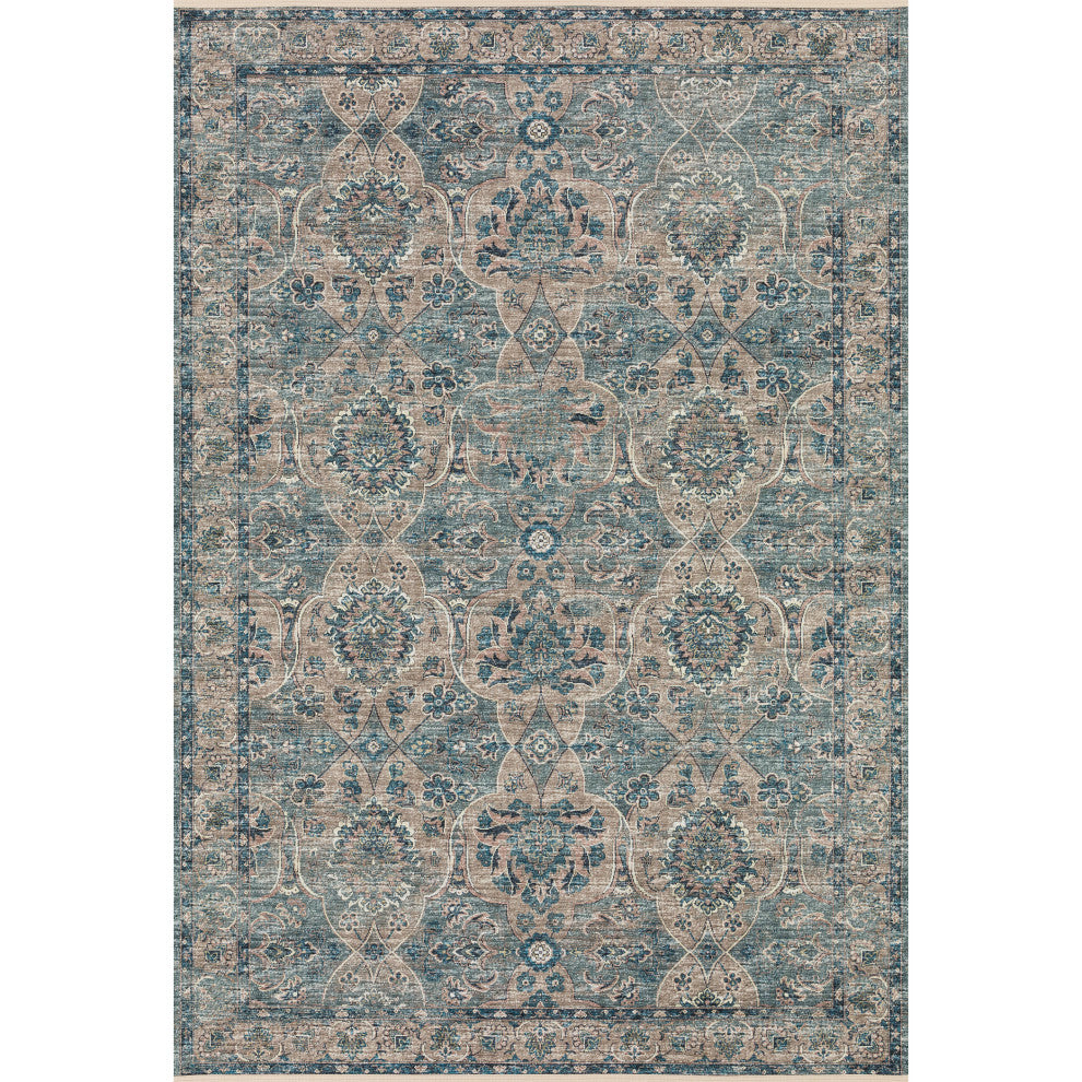 Indoor/Outdoor Marbella MB5 Mineral Blue Machine Washable 9' x 12' Rug