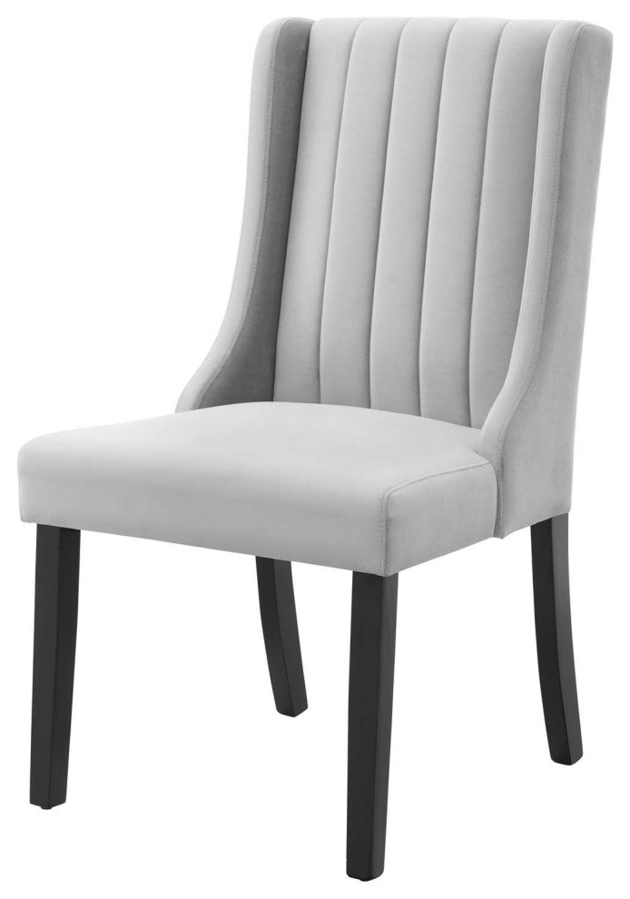 Side Dining Chair, Set of 2, Velvet, Gray, Modern, Cafe Bistro Restaurant
