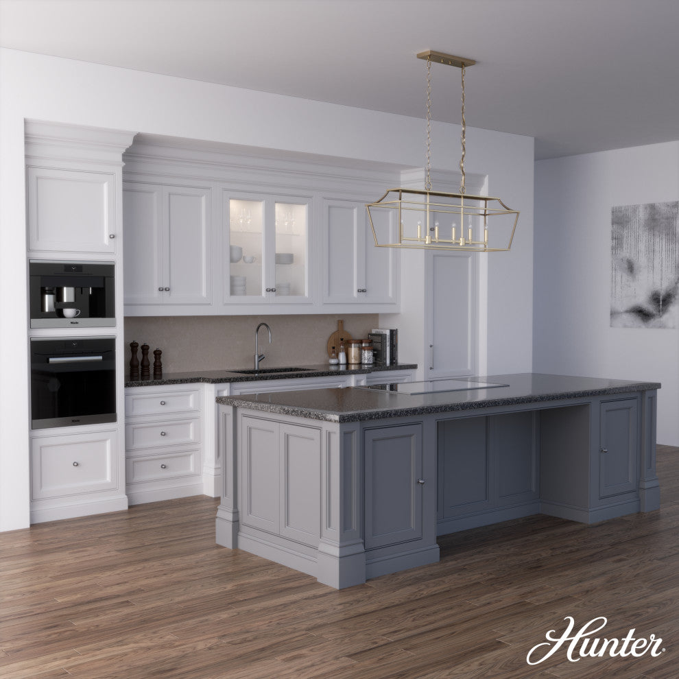 Hunter Laurel Ridge Alturas Gold 6 Light Linear Chandelier Ceiling Light