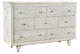 Gridley Hand-Carved 7-Drawer Nightstand on Mango Solid Wood, White