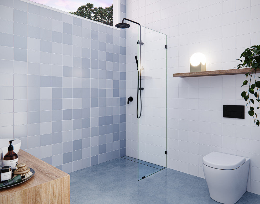 78"x21.5" Frameless Shower Door Single Fixed Panel, Matte Black