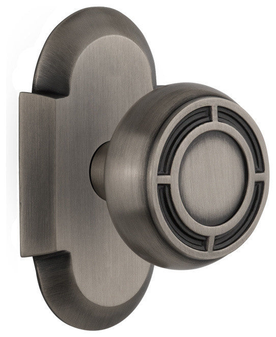 Single Cottage Plate With Round Clear Mission Knob, Antique Pewter