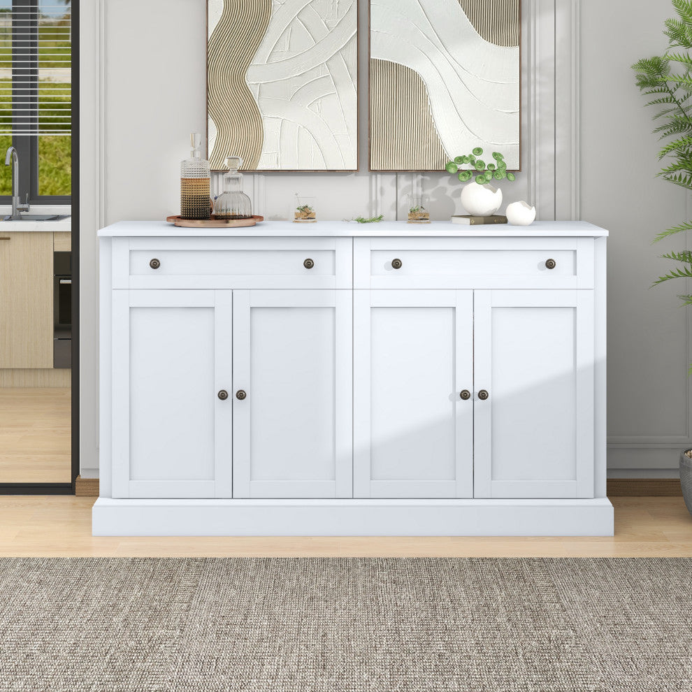 TATEUS 58" Kitchen Sideboard Storage Buffet Cabinet, White