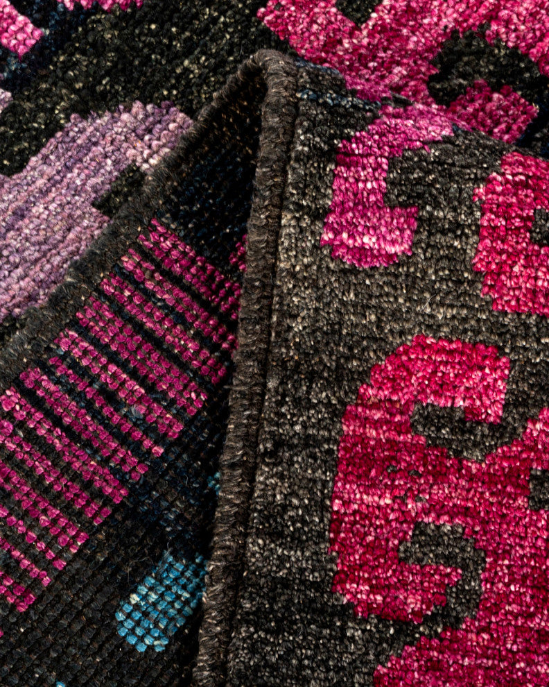 Modern, One-of-a-Kind Hand-Knotted Area Rug Black, 8' 8 x 10' 1