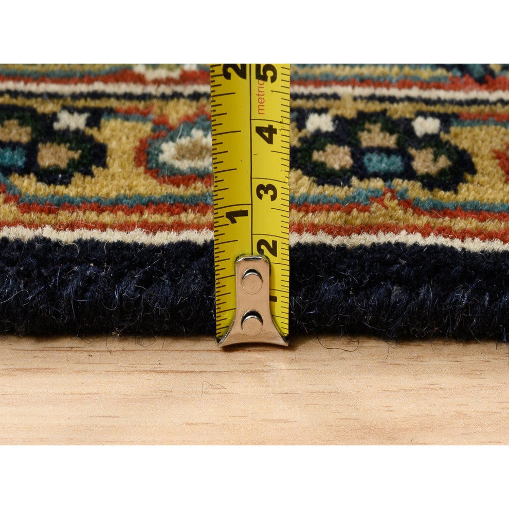 Blue Herati Wool and Silk 175 KPSI Hand Knotted Gallery Runner Rug, 4'0" x 10'1"