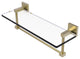 Montero 16" Glass Vanity Shelf with Integrated Towel Bar, Satin Brass