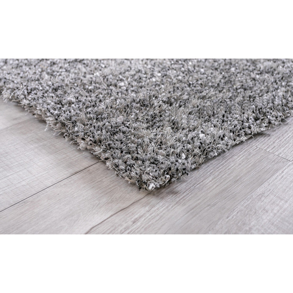 5" x 7" Silver Textured Modern Area Rug