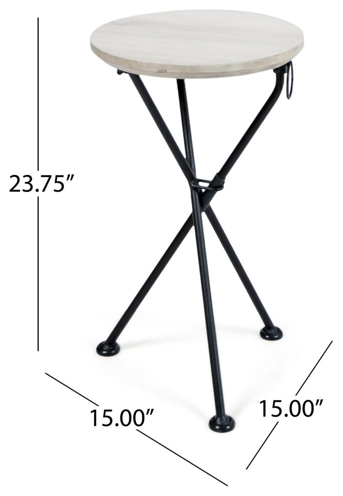 GDF Studio Nasir Outdoor Foldable Side Table, Light Gray, Set of 2