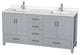 Sheffield 72" Gray Double Vanity, White Quartz Top, Square Sinks, No Mirror