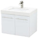 30" Wall Mount Vanity, White Quartz Undermount Top, White Embossed Texture