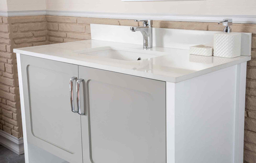 Florin Collection 42" Bathroom Vanity With Sink, Mirror, Countertop, Gray