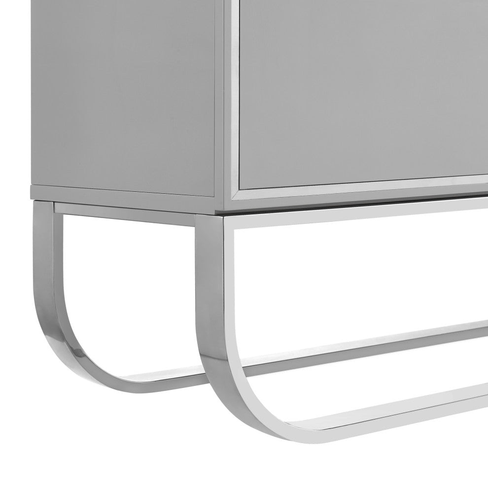 Nicole Miller Jacelynn Sideboard, Grey/Chrome, 2-Door