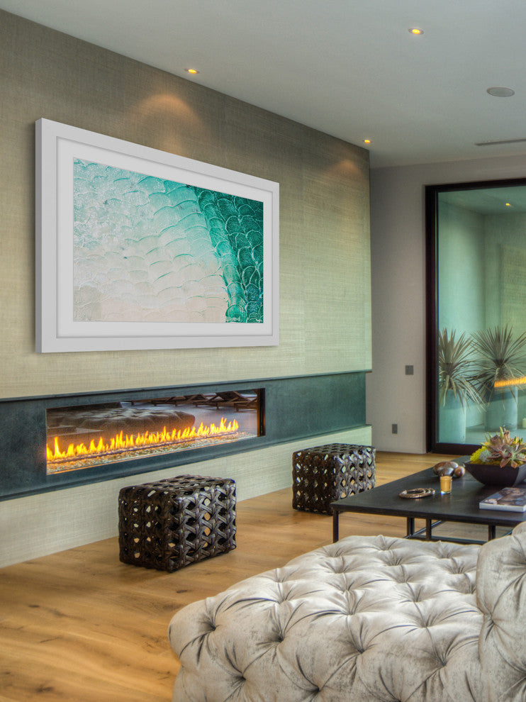 "Aqua Waves" Framed Painting Print, 24"x16"