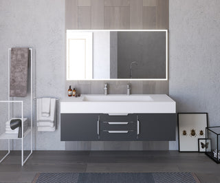 CastelloUSA Alpine 60" Wall Mounted Vanity, Base Only, Black, Brushed Nickel