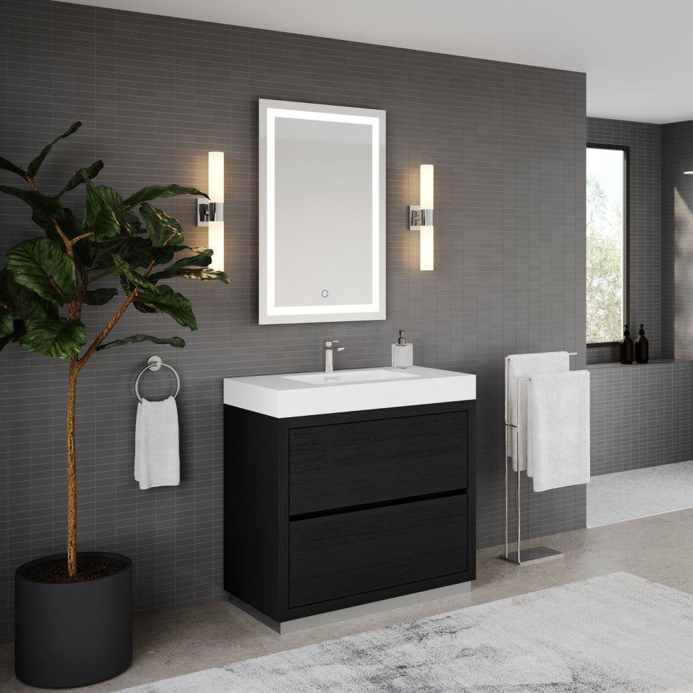 Boutique Bath Vanity, Black, 36", Single Sink, Freestanding