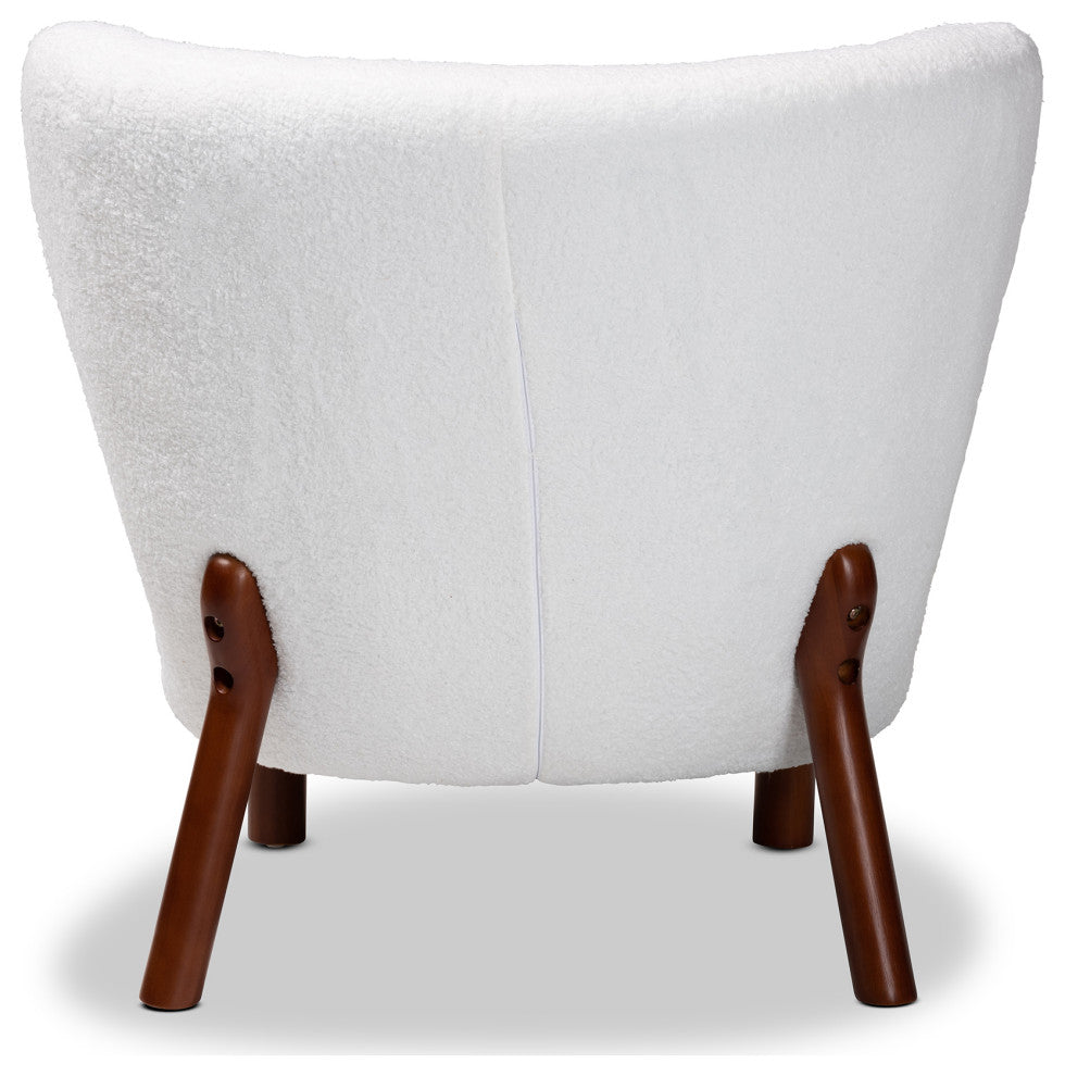 Clemons Contemporary White Boucle Upholstered Accent Chair