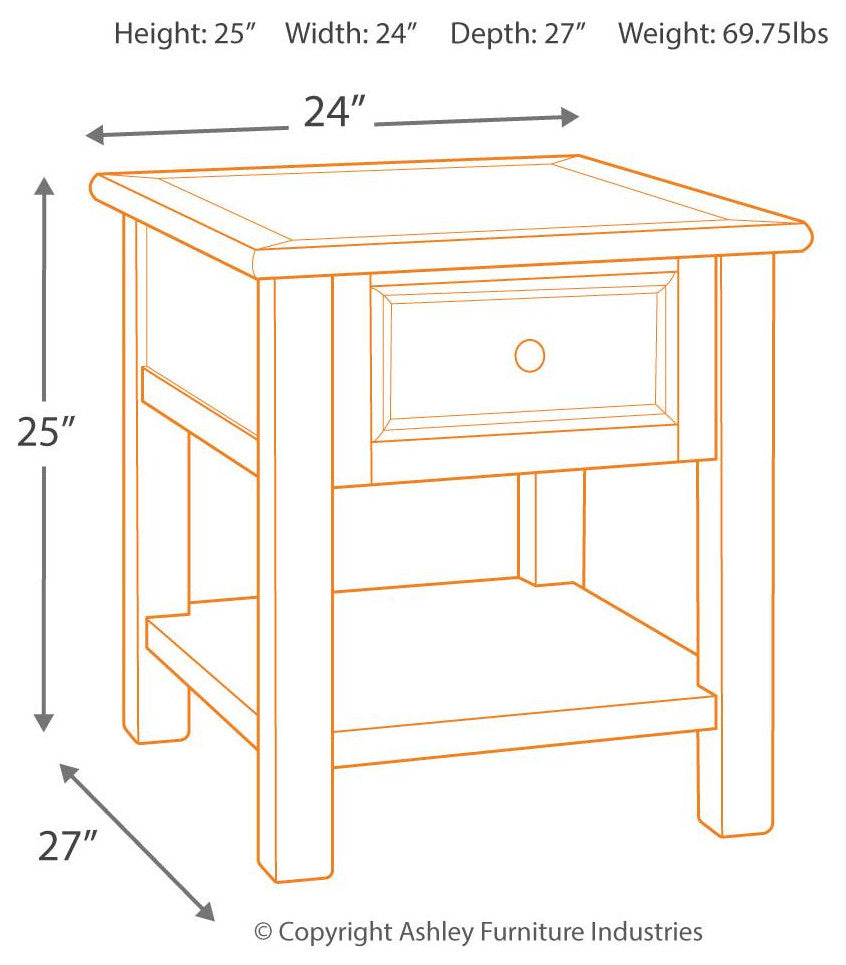 Bolanburg Casual Two-Tone Rectangular End Table