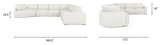 Laguna 166" Modular Feather-Cushion Sectional Sofa, Wheat Cream Beige Polyester Tweed, Left-Arm Facing