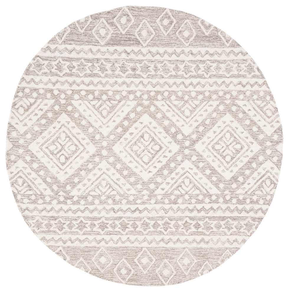 Safavieh Micro-Loop Collection MLP501 Rug, Grey/Ivory, 5' Round