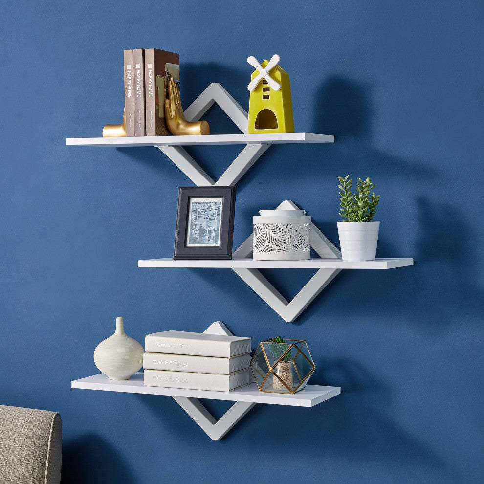 Diamonds 3 Level Shelving System, White