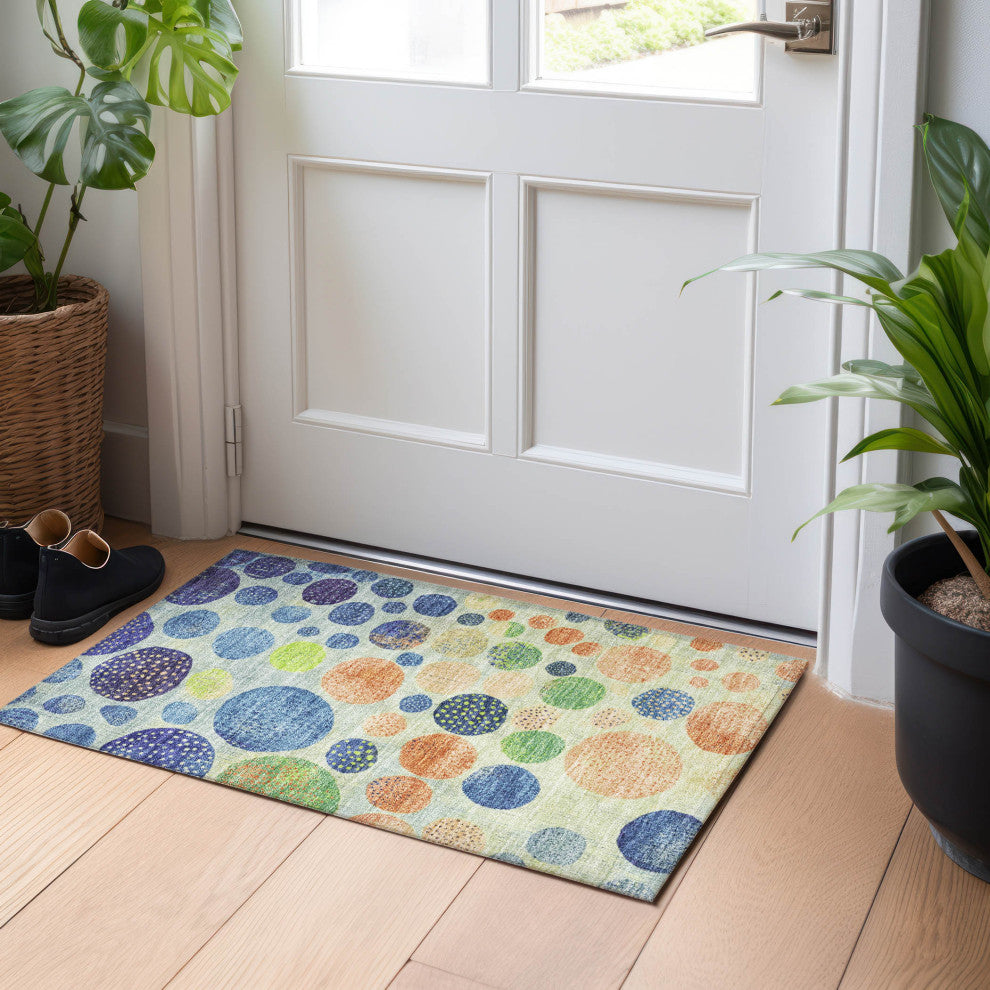 Machine Washable Indoor/Outdoor Chantille ACN1899 Navy 1'8" x 2'6" Rug