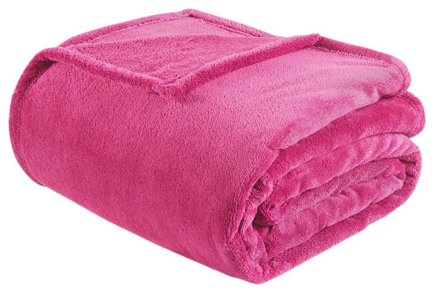100% Polyester Solid Microlight Plush Brushed Blanket