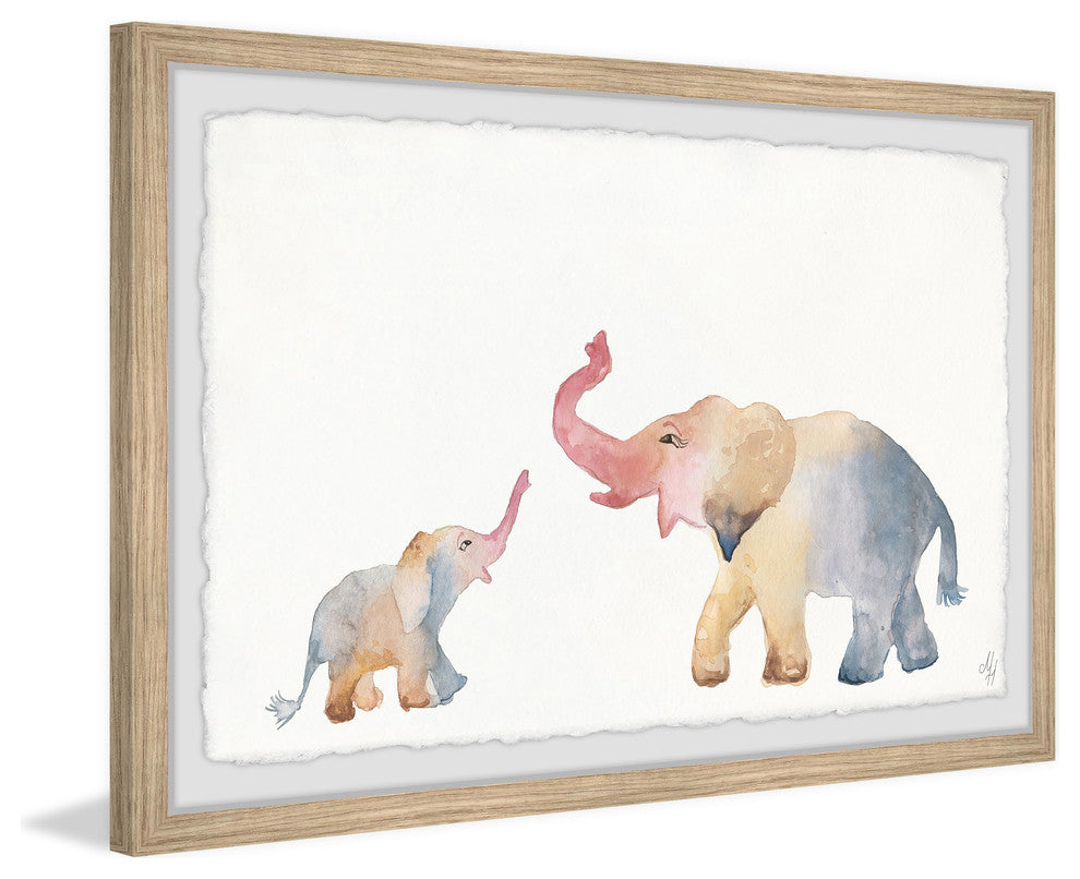 "Elephant Playtime" Framed Painting Print, 30"x20"