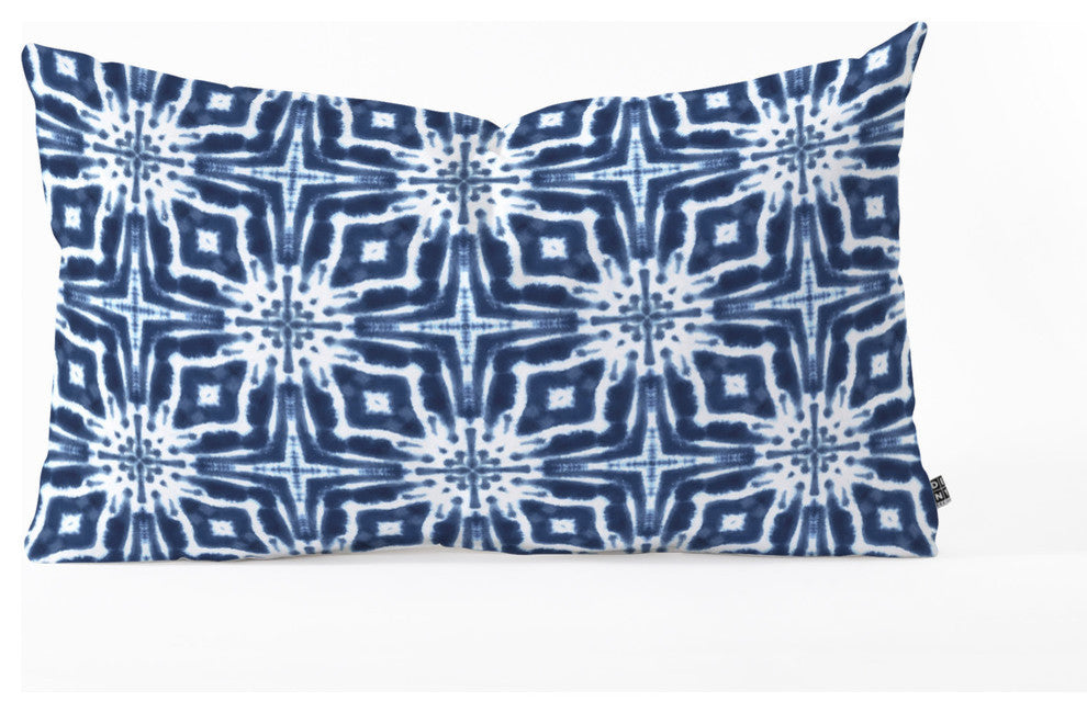 Jacqueline Maldonado Watercolor Shibori Indigo Oblong Throw Pillow, 23"x14"