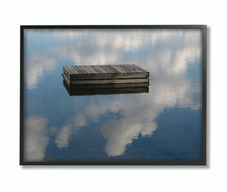 Floating Dock Ocean Lake Landscape Photograph, 16"x20", Black Frame
