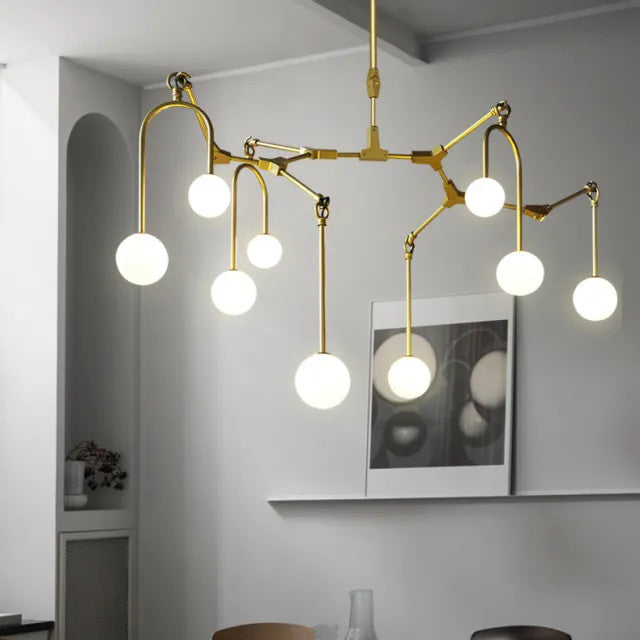 Airole | Creative Glass Chandelier for Living Room, Gold, 8 Lights