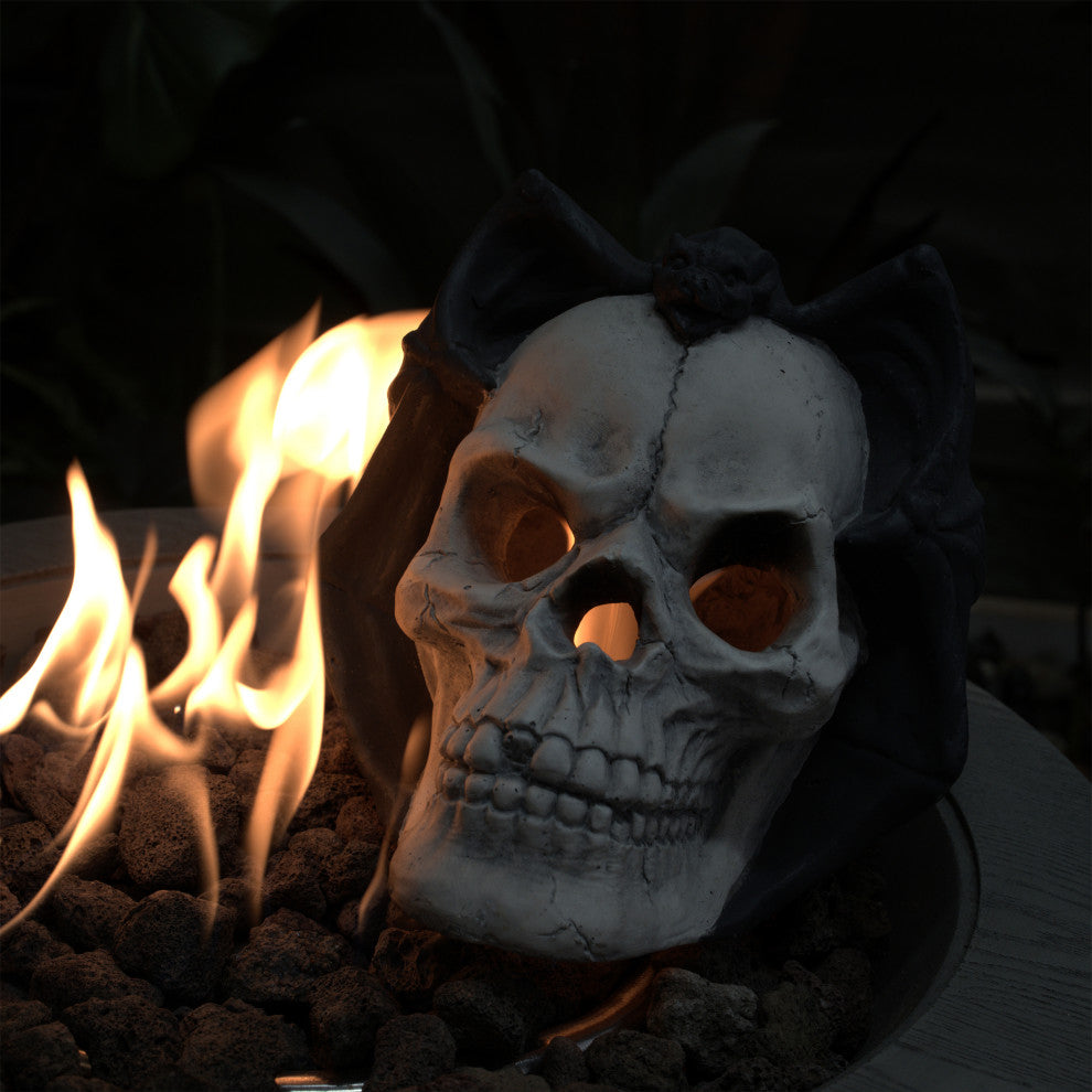 Gewnee Fire Pit Demon Skull Gas Log for Ventless & Vent Free