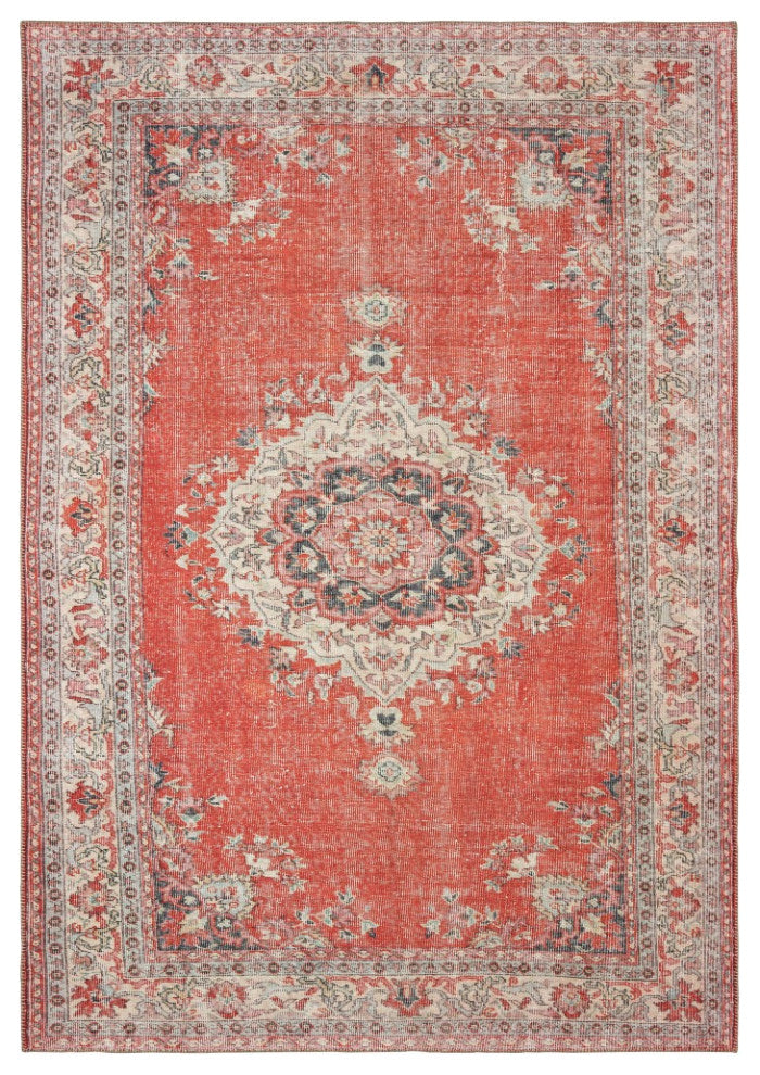 8"x12" Red and Gray Oriental Area Rug