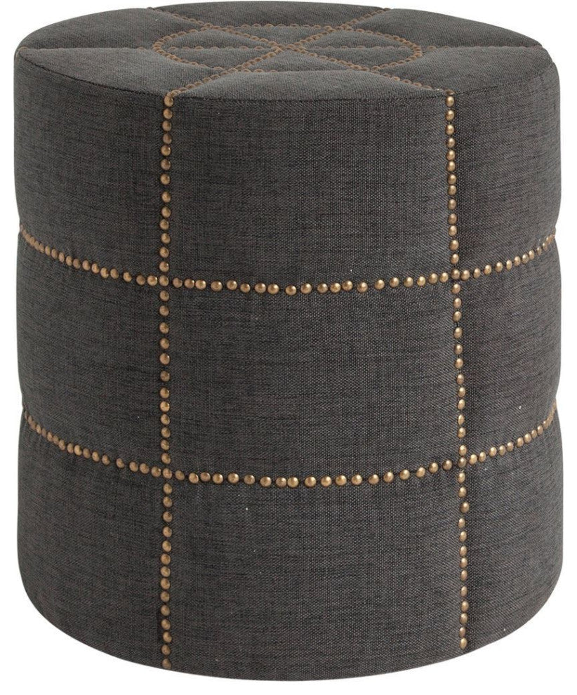 Dark Gray Ottoman With Metal Detailing