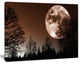 Red Moon Rise over Dark Trees, Landscape Canvas Art Print, 40"x30"