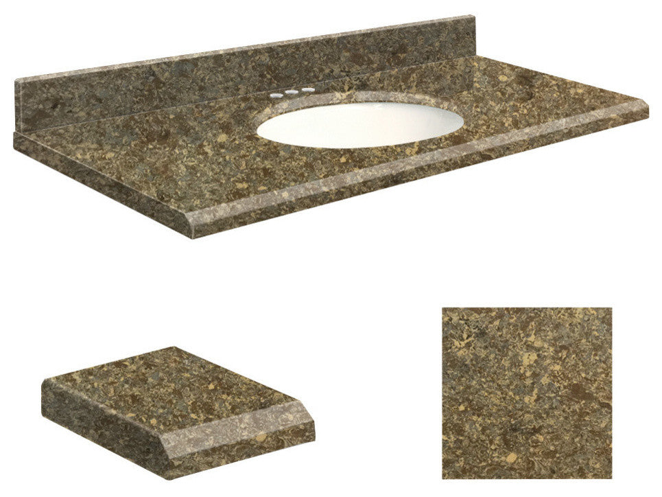 Quartz 25"x19" 1 Sink Vanity Top, White Bowl, Rapture, 4" Centerset