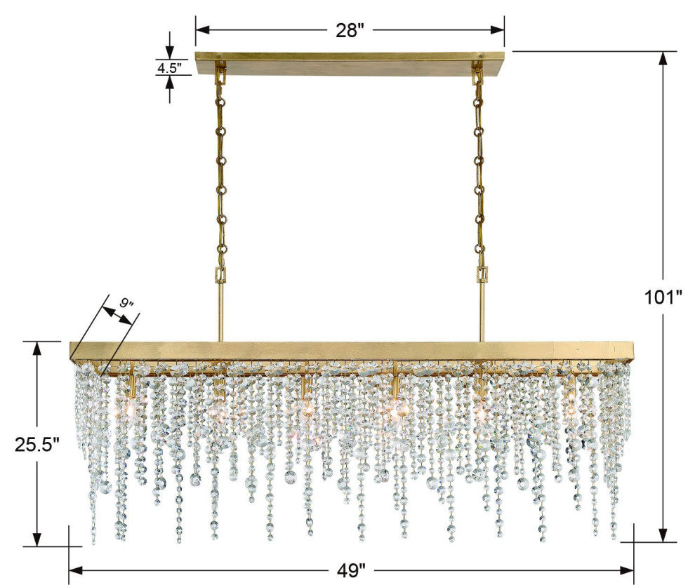 Crystorama Lighting Group WIN-617-CL-MWP Winham 6 Light 49"W - Antique Gold