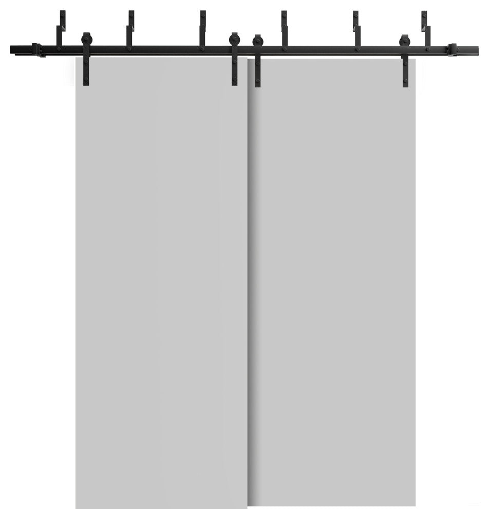 Sliding Closet Barn Bypass Doors 84 x 84 | Planum 0010 Matte Grey |  8ft