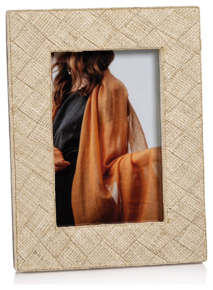 Lazarev Woven Raffia Photo Frame, 4" x 6"