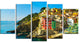 Riomaggiore Village Rocky Beach, Seascape Canvas Art Print, 60"x32", 5 Panels