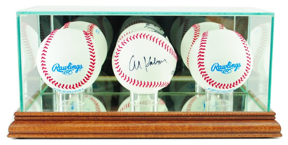 Triple Baseball Display Case, Walnut