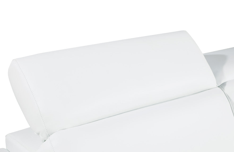 Oliver Genuine Leather Sofa, White
