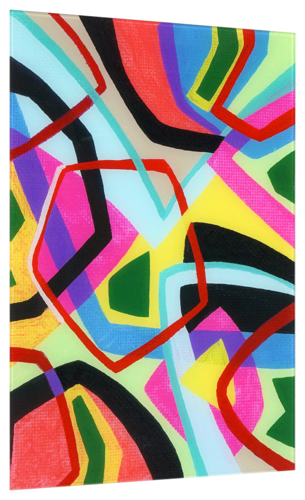 "Bold Shape Shift II" Frameless Free-Floating Reverse Printed Tempered Art Glass