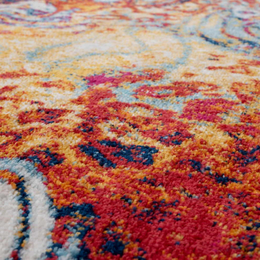 5" x 7' Brown and Blue Collision Area Rug
