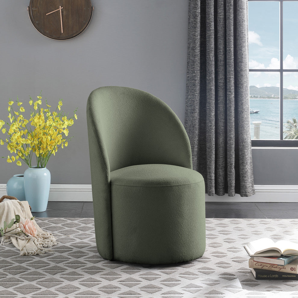 Hautely Boucle Fabric Upholstered Accent Chair, Green